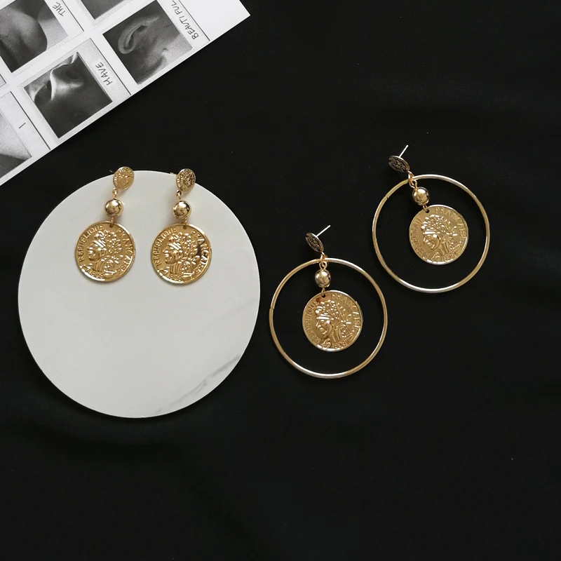 B57 Retro Vintage lace figure Lady Metal Earrings Ear Stud Statement Earring Brincos Rome Wedding | Украшения и аксессуары