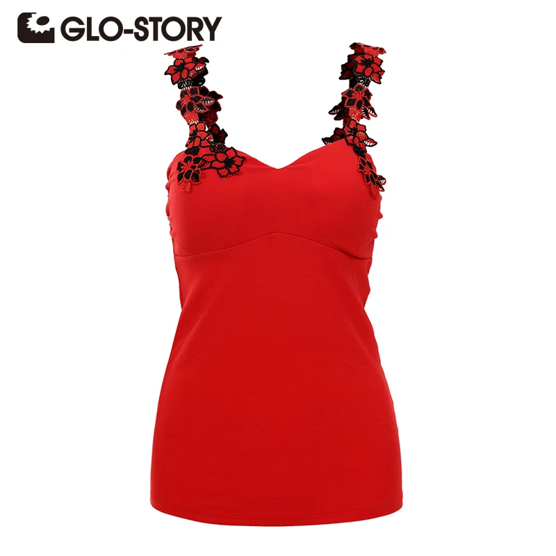 GLO STORY женский Вышивка Майки Топы 2018 Новые поступления Для женщин модные