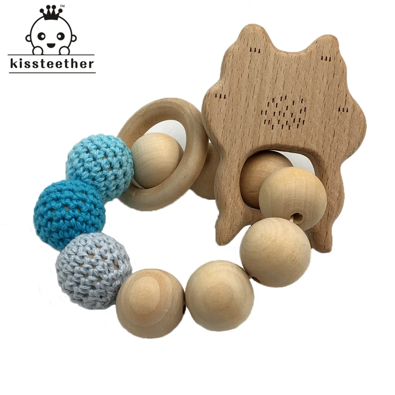 Детский деревянный Прорезыватель для зубов в форме животных экологически чистая