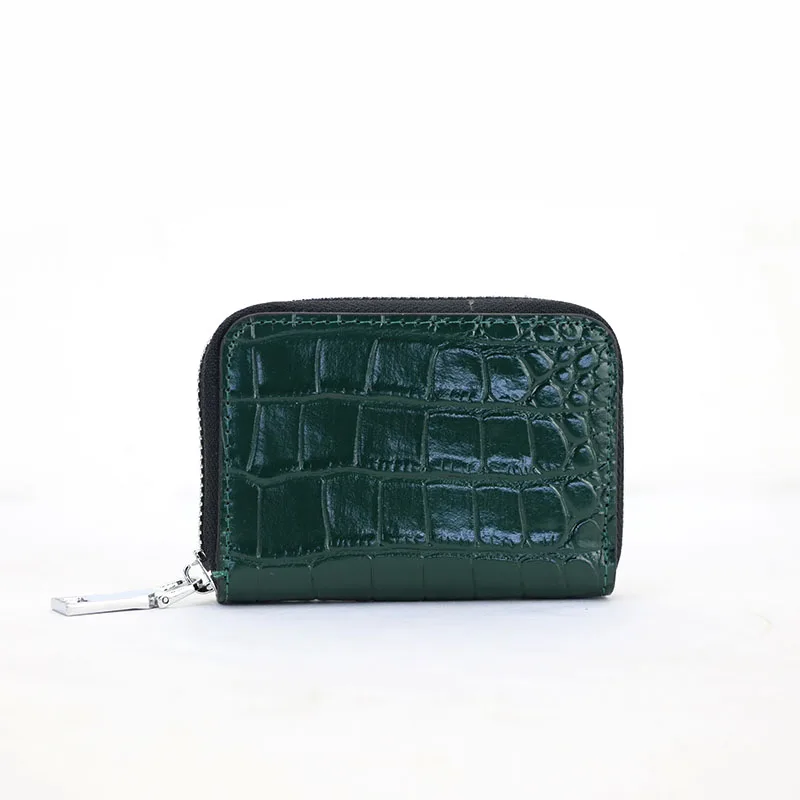dark green Крокодиловый узор, кожаный держатель для карт, кошелек для мужчин, много карманов, кошелек для кредитных карт, Женский чехол для визиток, маленький кошелек - Цвет: dark green