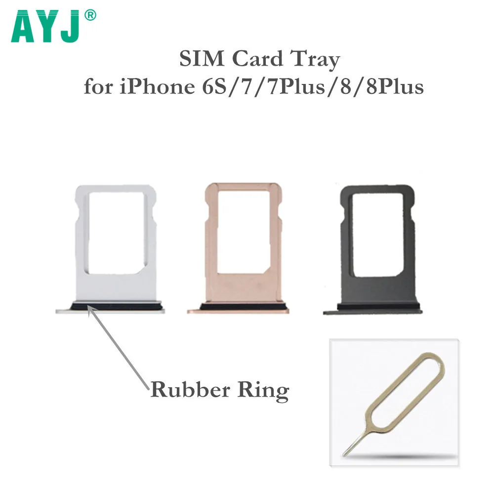 AYJ 10 шт./лот держатель для SIM карты iPhone 6S 7 8 Plus X адаптер 6splus 7Plus с резиновым кольцом