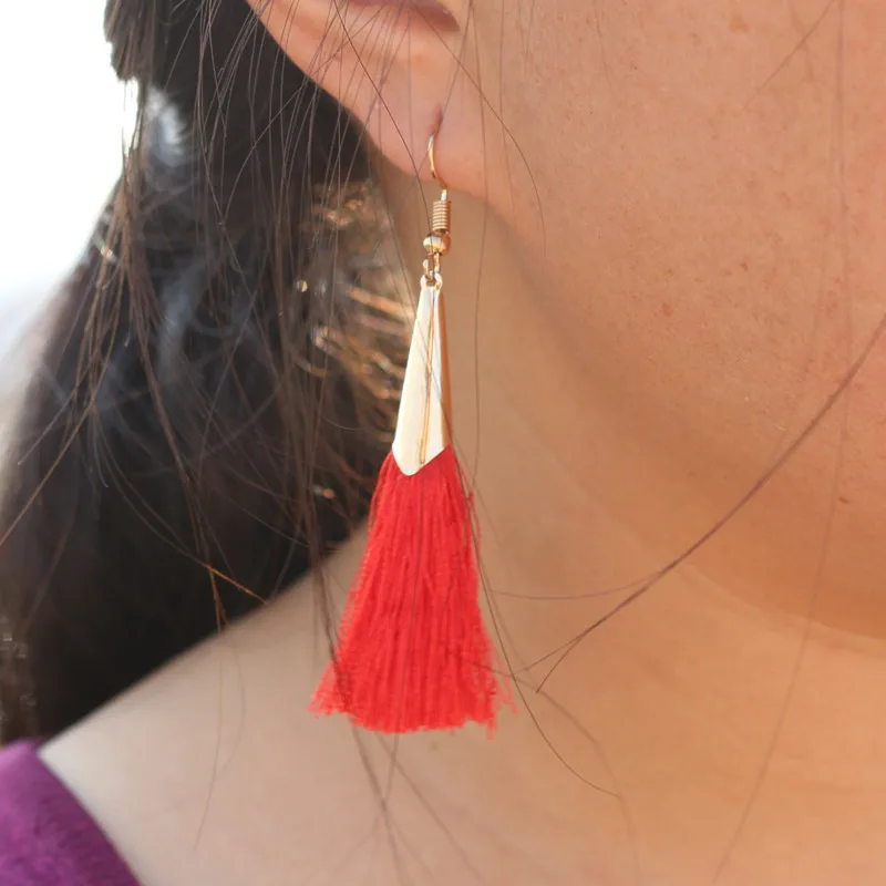Длинные висячие серьги с кисточками женские этнические богемные украшения 2019