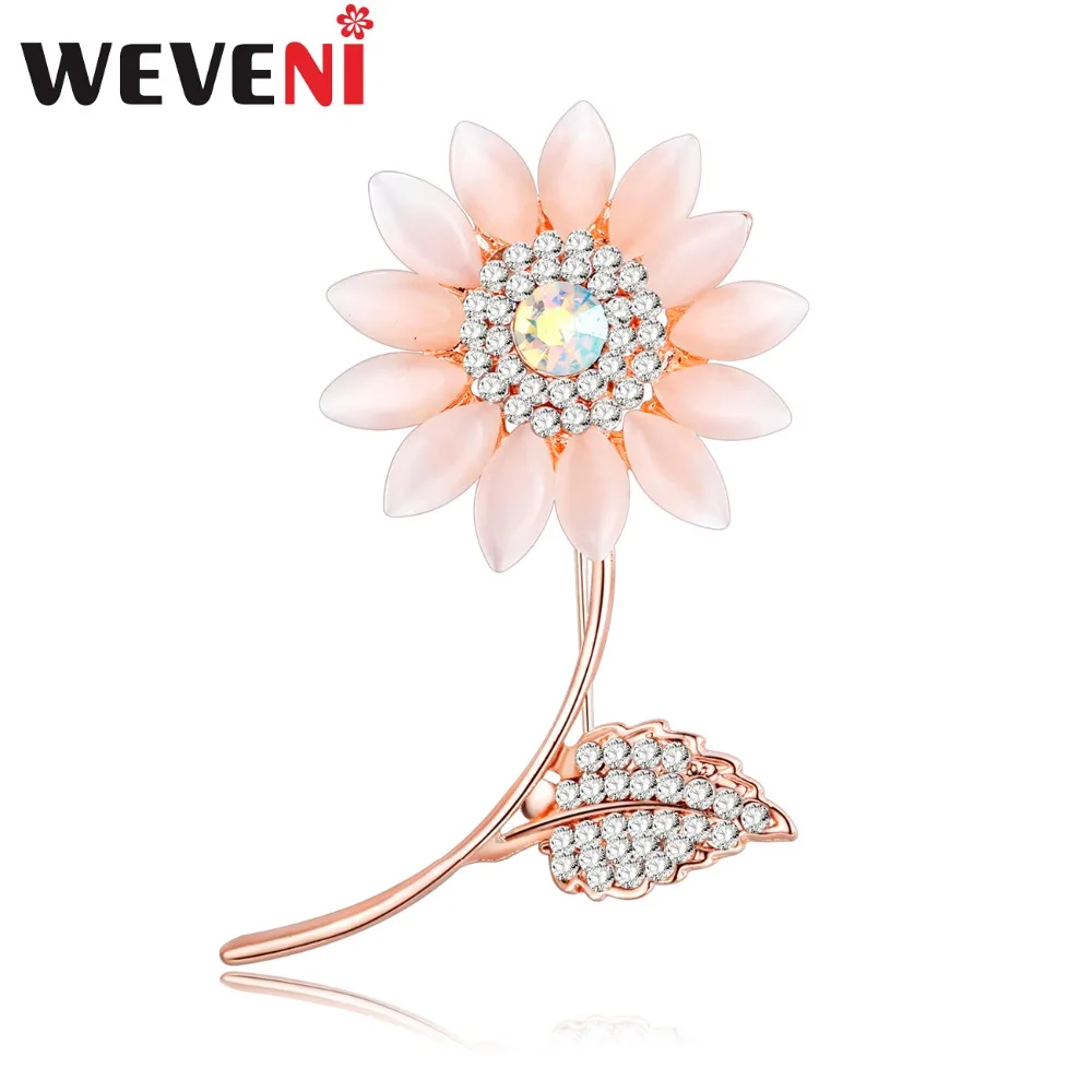 WEVENI Стразы металлическая брошь в виде подсолнуха для женщин броши вечеринки