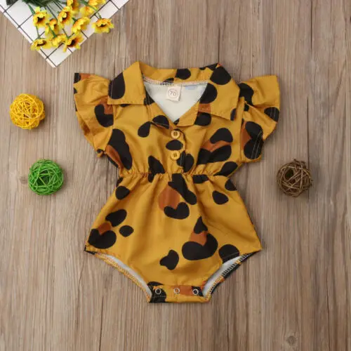 

Newborn Baby Girl Leopard Heart Ruffles Baby Girls Rompers Jumpsuit Clothes Baby Girl Summer Clothes