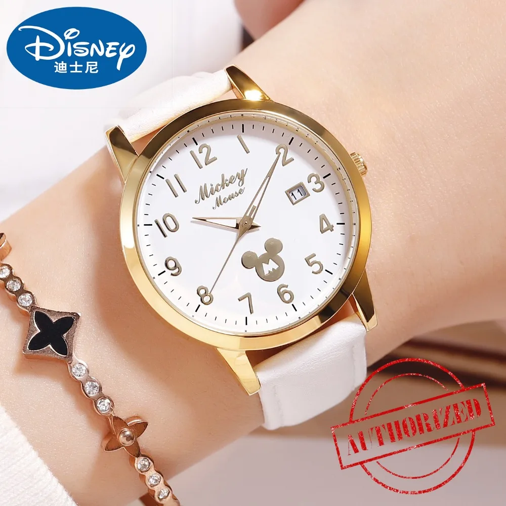 Бренд DISNEY MICKY MOUSE модные кожаные Наручные часы женские Mujer Bayan Kol Saati Montre Feminino хит