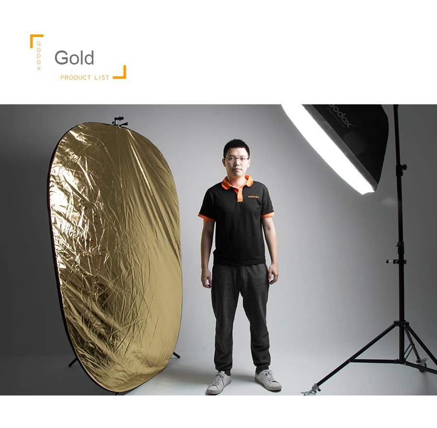 Портативный складной светильник Godox 150x200 см 5 в 1 5" x 79", круглый отражатель для фотостудии