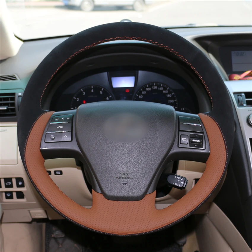 MEWANT коричневая кожа черная замша искусственная для Lexus RX350 2009 RX270 2011|Чехлы на руль|