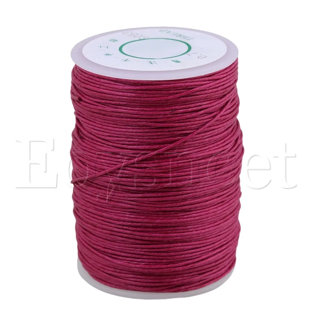 

0.7mm Dia 100m Rose Red Round Waxed Thread Leather Craft Sewing Cord