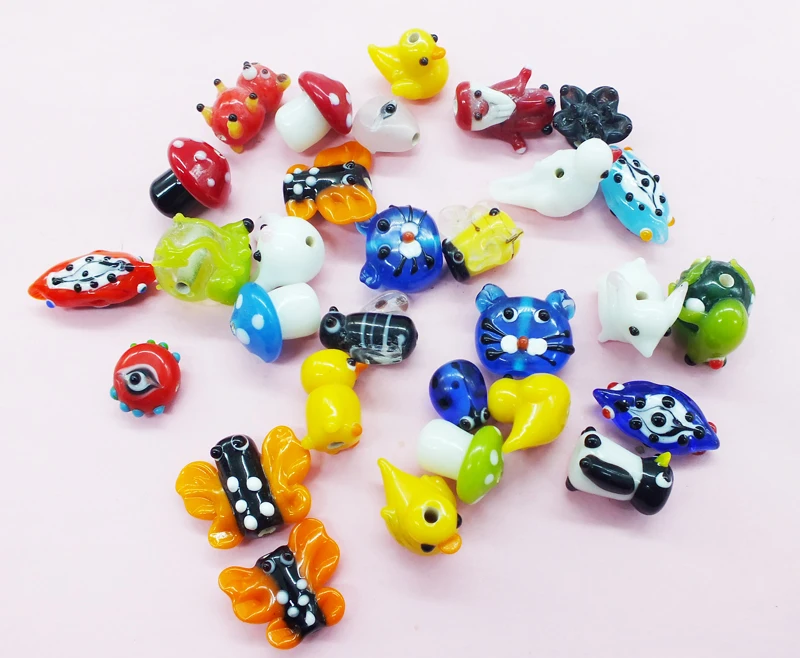 100 шт. классические стеклянные бусины в виде животных (обратите внимание что