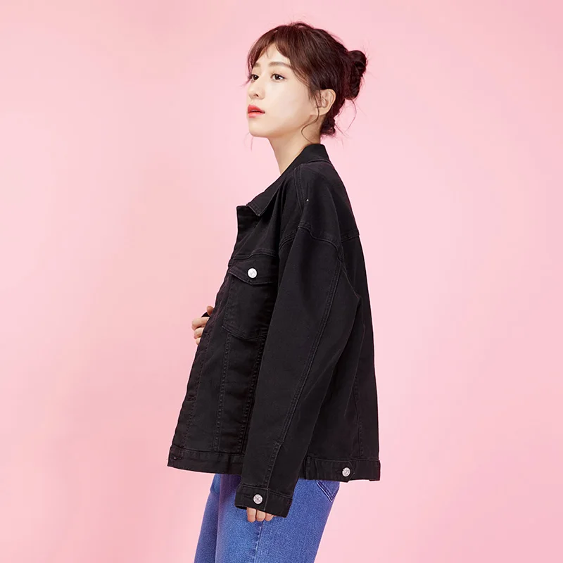 Женская джинсовая куртка бойфренда LEIJIJEANS черная классическая повседневная