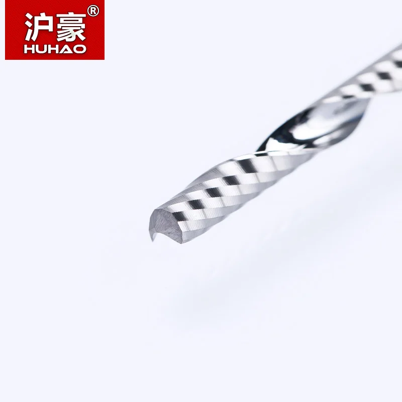 HUHAO 1pc 3.175mm Single Flute Spiral Cutter 3A TOP Quality CNC Router bits for wood Acrylic PVC End Mill Carbide Milling | Инструменты