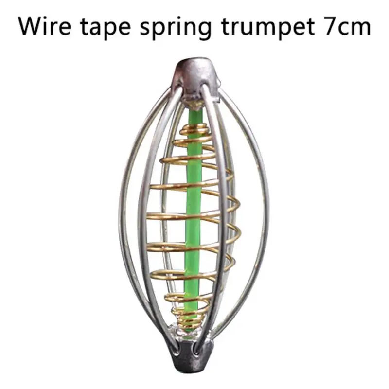 With spring 7cm Рыболовный крючок устройство гнезда из нержавеющей стали приманка пусковая клетка - Цвет: With spring 7cm