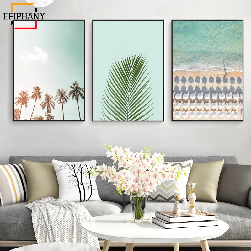 Современные настенные художественные декорации Пляжный Пейзаж холст живопись