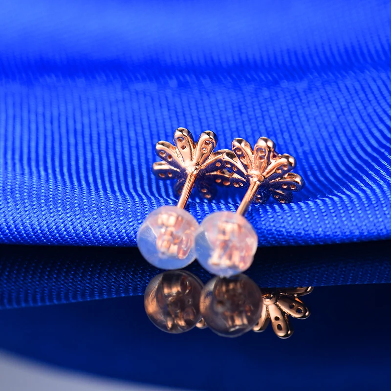 LOVERJEWELRY трендовые свадебные серьги с цветком 18 К розовое золото натуральный