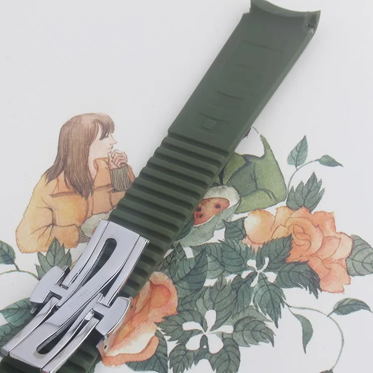 

21mm Black brown Rubber Watch Strap Band with Clasp Fit PP Aquanaut 5167R 5167A