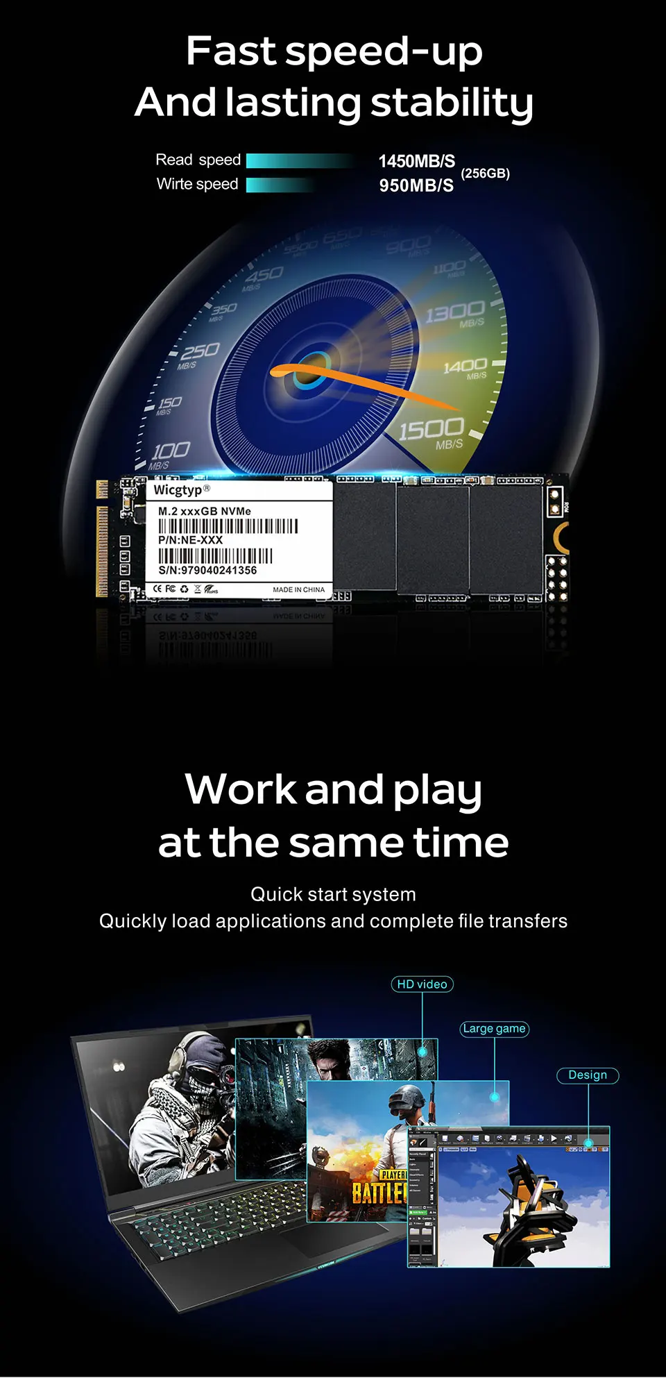 Wicgtyp M.2 PCIE NVME 22*80 SSD 128 ГБ твердотельный накопитель для ноутбука Настольные твердотельные накопители для DELL для ASUS для ACER 120 ГБ