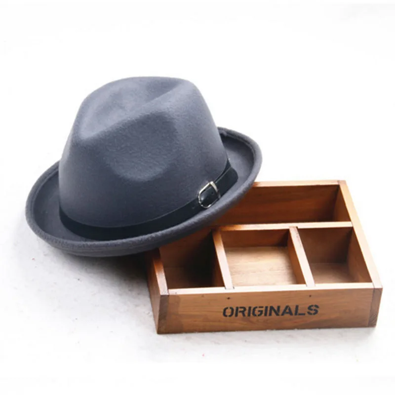 

Adult small hat belt buckle black wool hat male England jazz hat imitation wool hat 2mz55