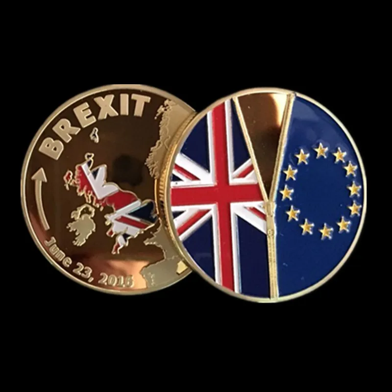 5 шт. 2016 Brexit значок Англия выйти из Европейского 24K покрыто настоящим золотом