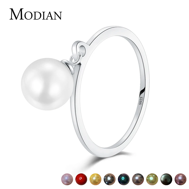 Modian, 10 цветов, настоящее 925 пробы, серебро, прозрачная оболочка, жемчужное кольцо на палец, элегантные модные кольца для женщин, брендовые изысканные ювелирные изделия