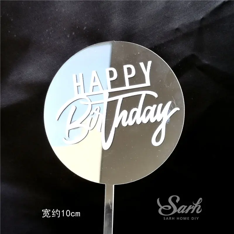 2pc round birthday Разноцветные счастливые топперы для торта на день рождения, розовые, фиолетовые, блестящие, для письма, украшения для рук, вечерние, милые подарки - Цвет: 2pc round birthday