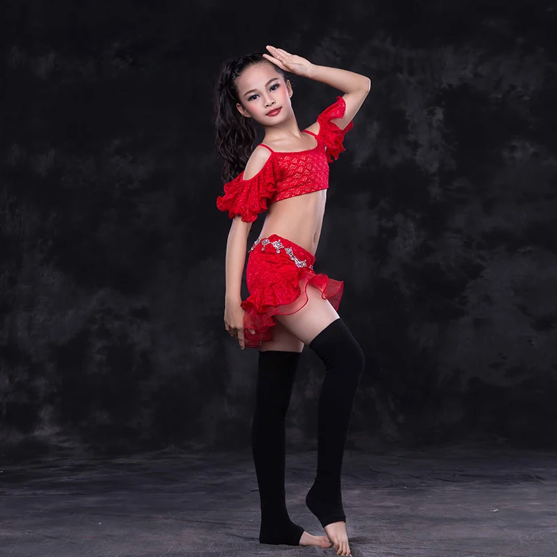 Костюм детский для танца живота из кружевной ткани 4 цвета|Танец живота| |