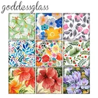 Красивая картина с цветами, 12 мм20 мм25 мм30 мм, квадратный фото из стекла, кабошон, демонстрация, плоская задняя сторона, фурнитура FB0014