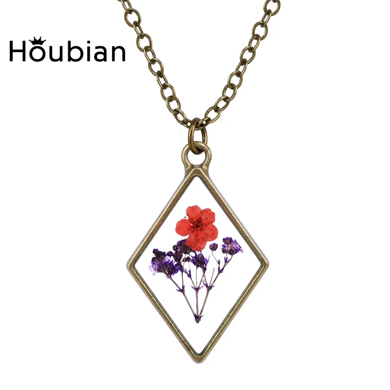 Houbian Time Gems кулон с высушенным цветком ожерелье Cute Forever Flower Кулон Ожерелье Веревка