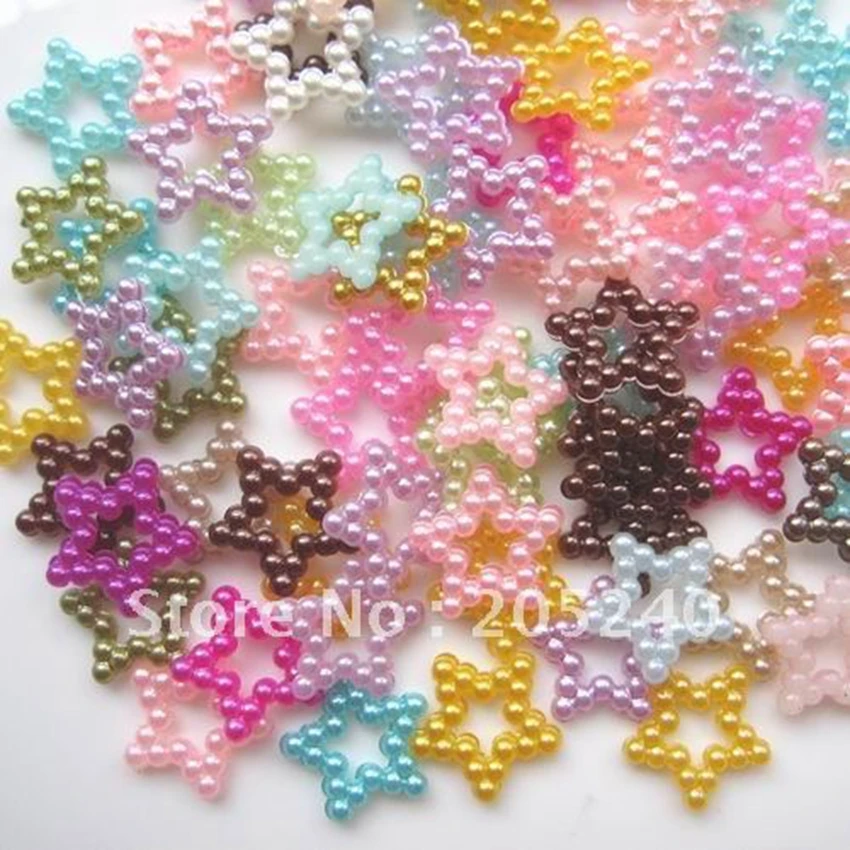

Jewelry Making Supplies For DIY Decoration Mixed Colors(2000pcs/Bag) About 13mm Flat Back Pearl Star