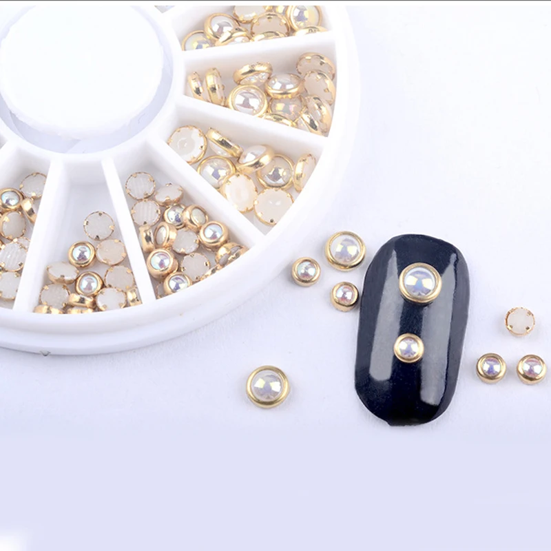 1 белый пришивной жемчужный бисер Пришивные украшения для ногтей дизайн плоская