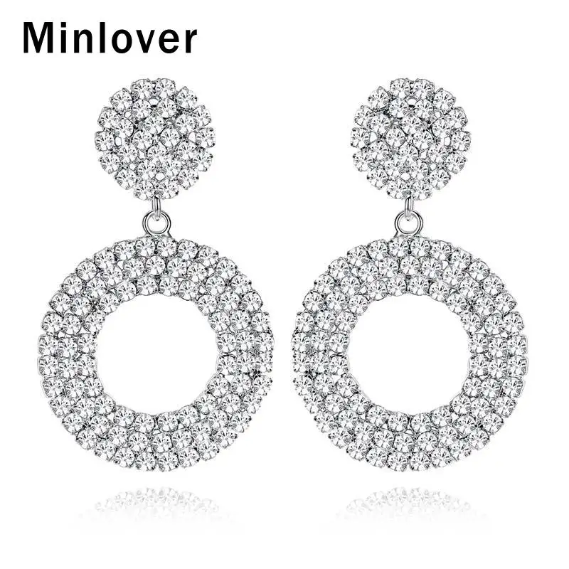 Круглые серьги с кристаллами Minlover для невесты разразы серебряные серьги-капли