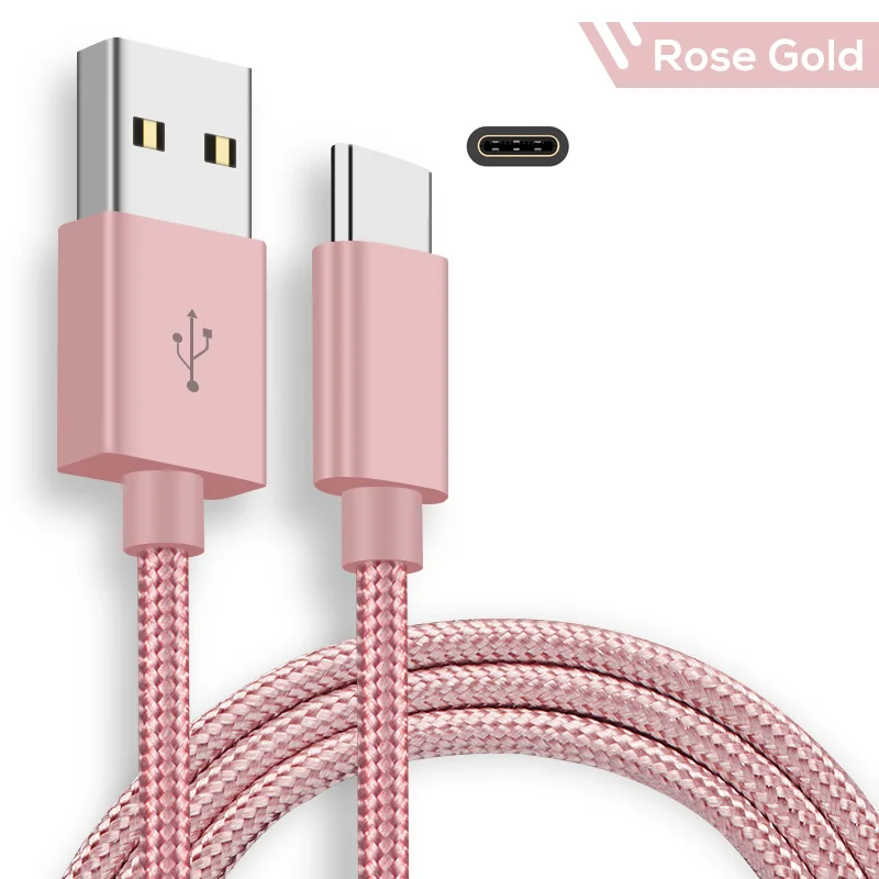 SUPTEC 2 м 3 м usb type C кабель для samsung S9 S8 Note 9 2A Быстрая зарядка type-C кабель зарядного устройства для huawei Xiaomi Mi 8 Oneplus 6T 6 - Цвет: Rose gold