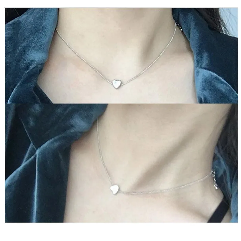 AMADER 2019 Новый Золотой посеребренный маленький Сердце ожерелье s Bijoux для женщин