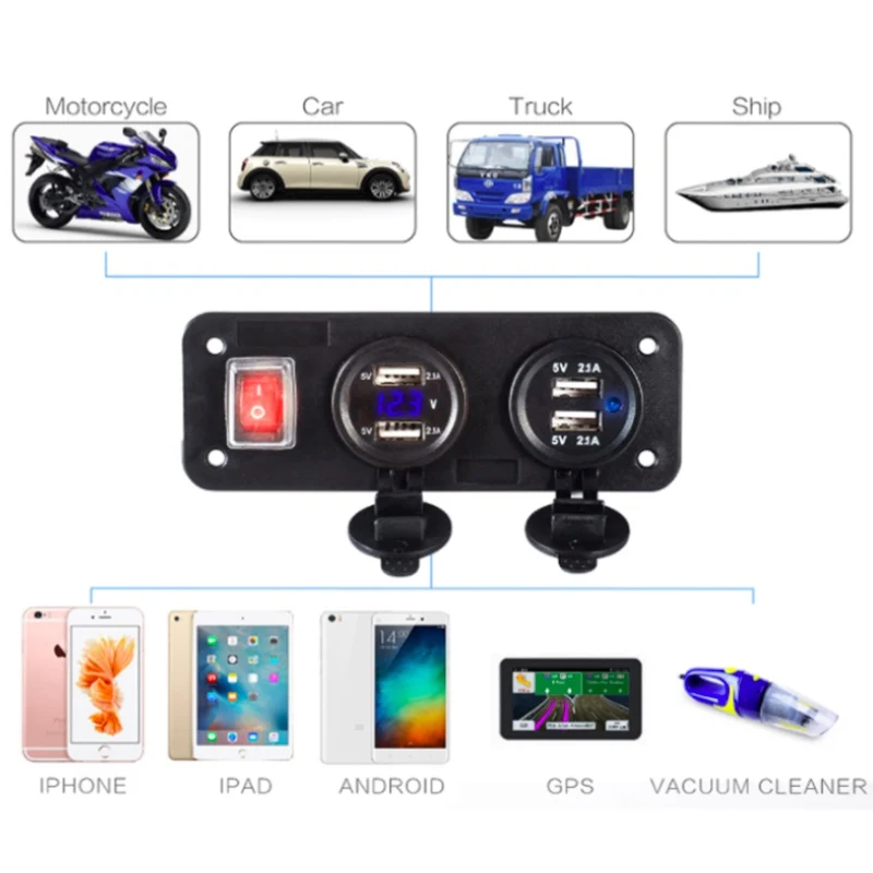 12 в 30 розетка для автомобильного прикуривателя 4 USB Автомобильное зарядное