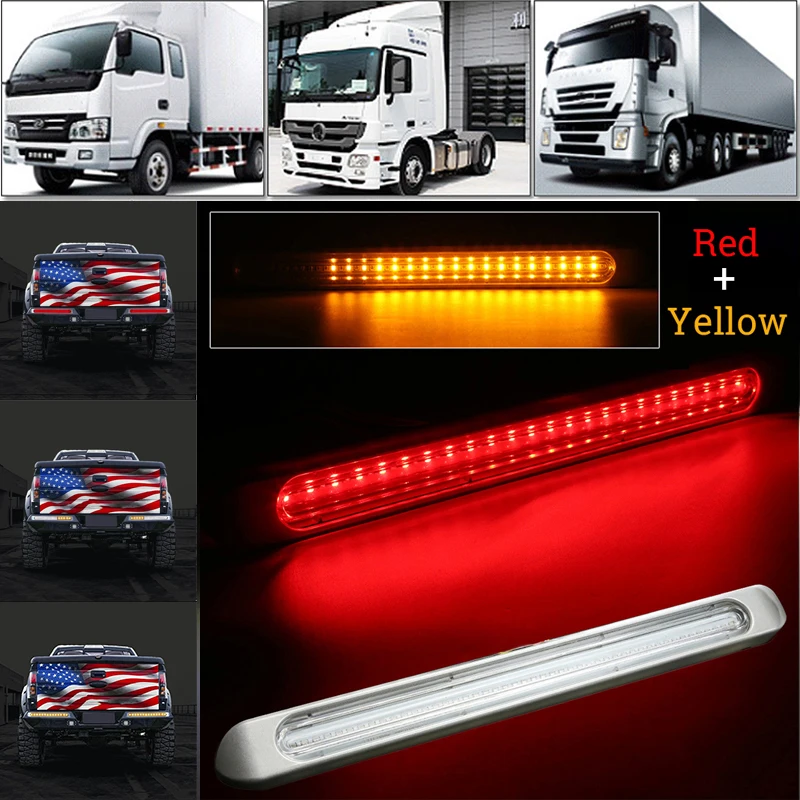 47LED 17 &quotкрасный + желтый светильник стоп поворот хвост 3 й тормозной для грузовика