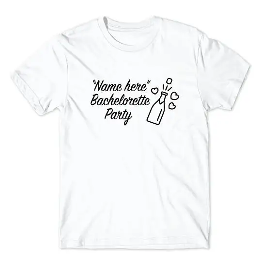 

NAME HERE Bachelorette Party Shirt - Bridesmaid Champagne Hearts Wedding Bride To Be Group Shirts Womens-D514