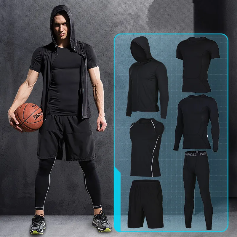 

New 3PCS/Set Men Running Sets Compression Basketball Training Sets Sports Suits Gym Running Jogging Sets Quick Dry Running Suits