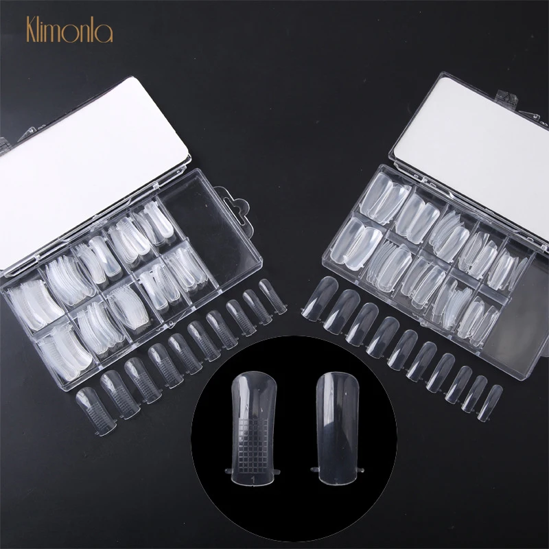 

100Pcs/Box Transparent Professional False Nail Polish Fake Nails Full Cover Nail Art UV Extend Gel Nail Extension Manicure Tools
