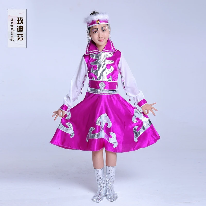 

2020 The new costumes of ethnic Mongolian children Girls Dance Costume Dress Mongolia chopsticks