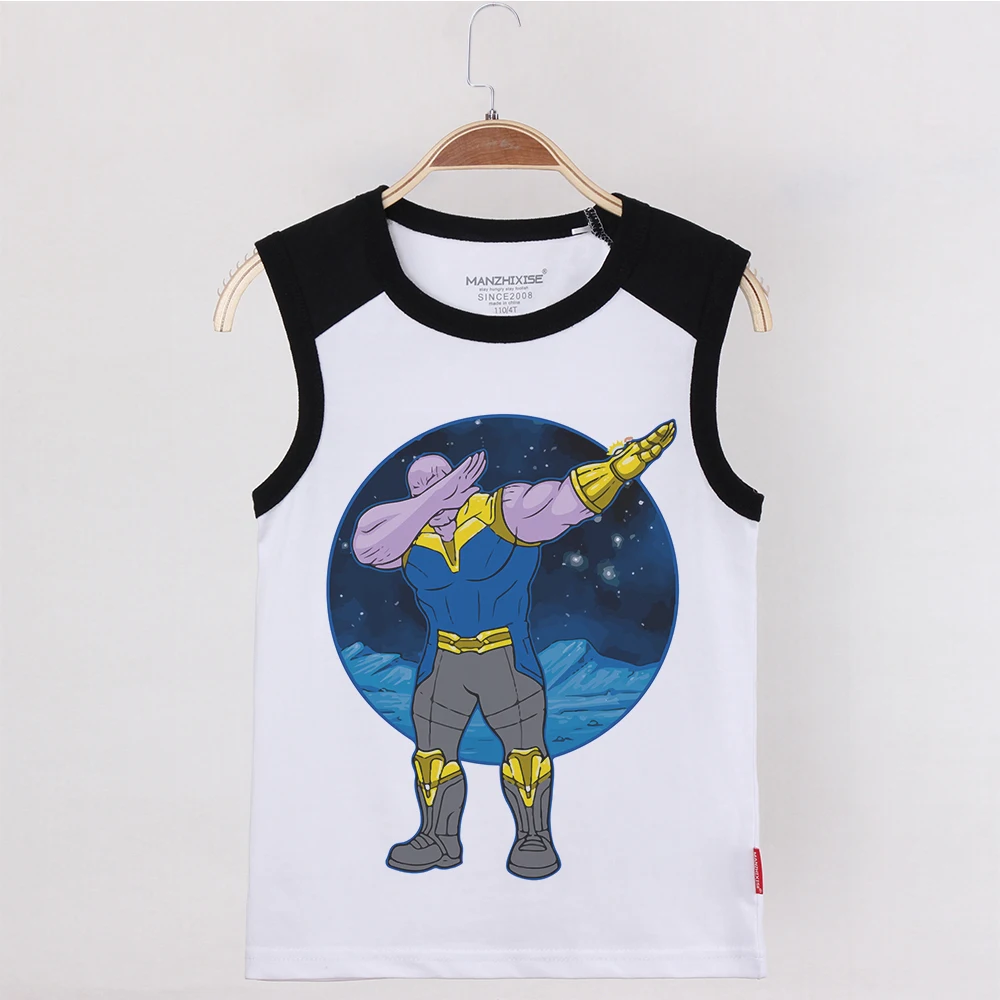 Лидер продаж майка для мальчиков с забавным принтом Swag Thanos 100% хлопок Летний жилет