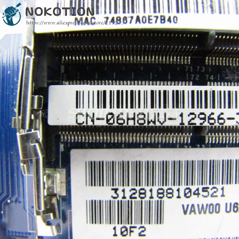 NOKOTION For Dell inspiron 15 3521 5521 Laptop Motherboard SR109 Celeron 1007U CPU VAW00 LA-9104P CN-06H8WV 06H8WV 6H8WV | Компьютеры и