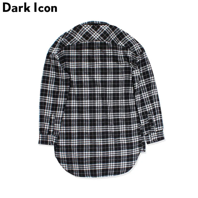 Рубашка Мужская Фланелевая в черно белую клетку с длинным рукавом весна 2019|flannel