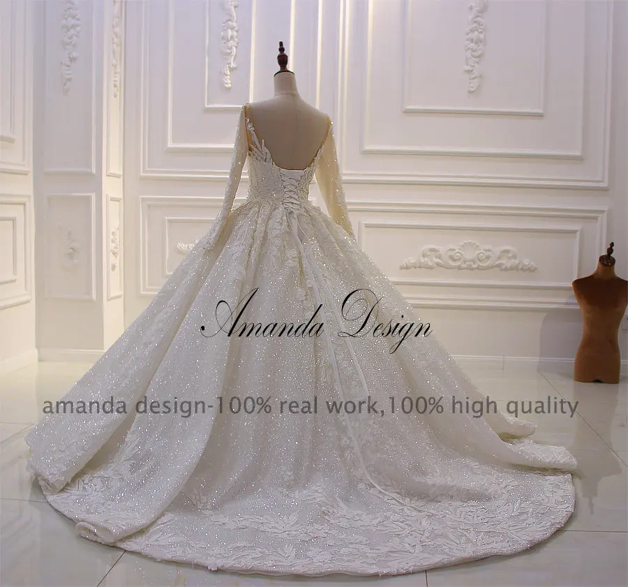 Свадебное платье с длинным рукавом и кружевной аппликацией Amanda Design роскошное