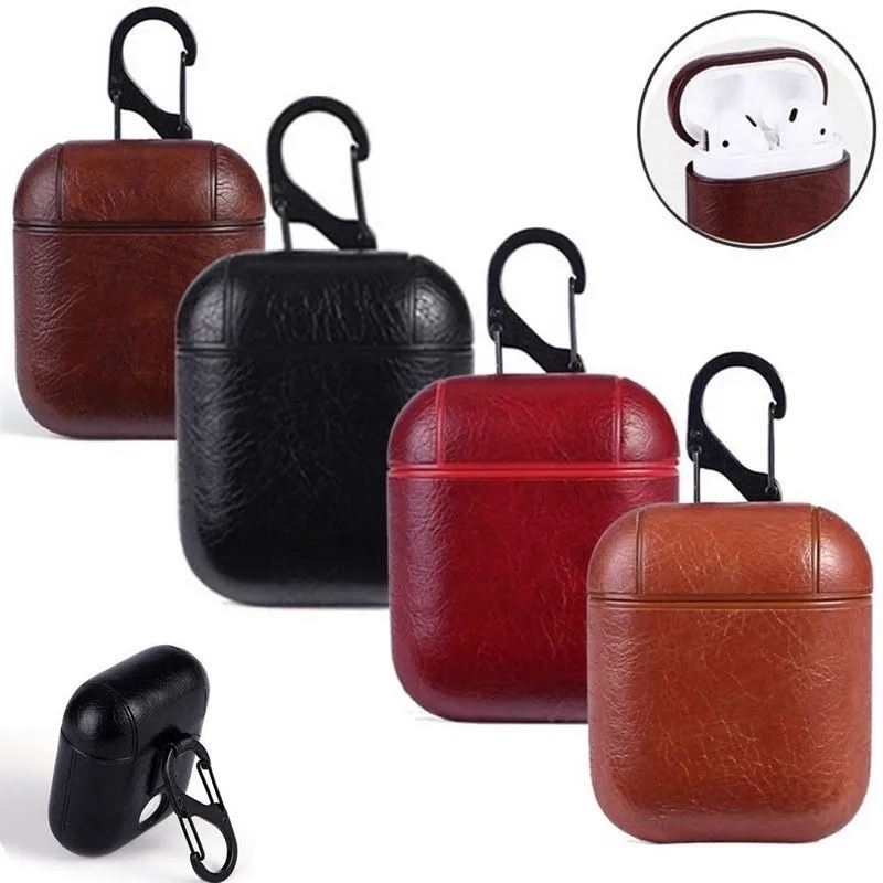 Чехол Estuche для Airpods 2 1 чехол беспроводных наушников кожаный с брелоком Apple Air Pod