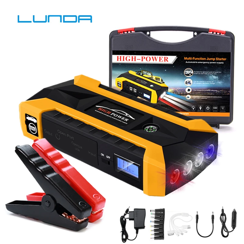 LUNDA автомобильный прыжок стартер 4USB аккумулятор 600A пиковый ток для запуска power Bank