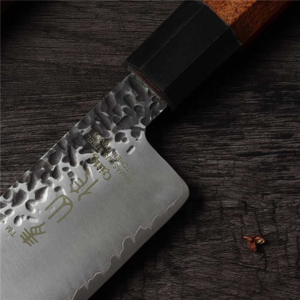 Цин 6," Разделочная 7" Santoku VG10 набор кухонных ножей из дамасской стали кованый молоток японский нож повара ручной работы