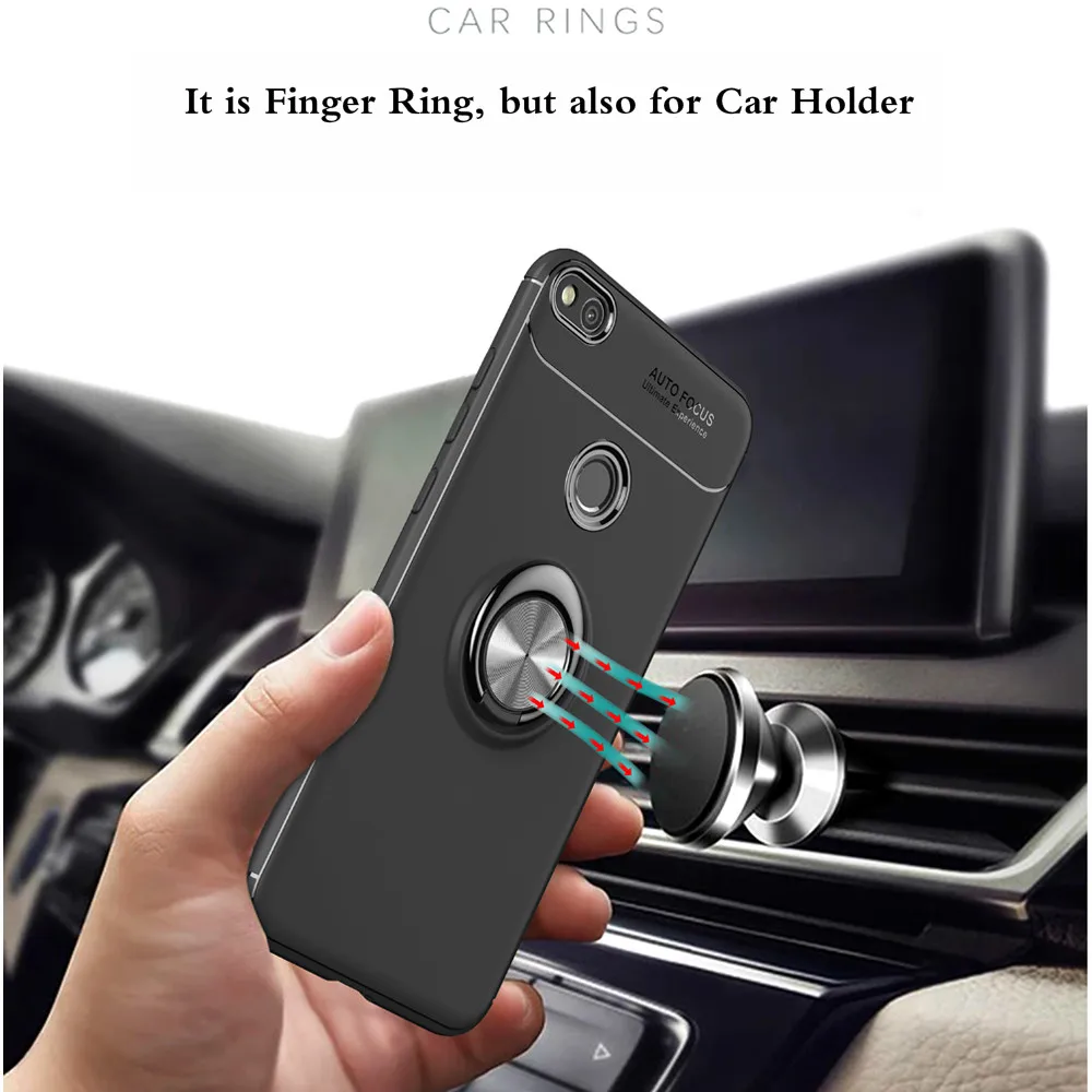 For Huawei P9 P8 lite 2017 360 Magnetic Finger Ring Stand Cover GR3 Honor 8 Ultra Thin Matte Soft TPU Case |
