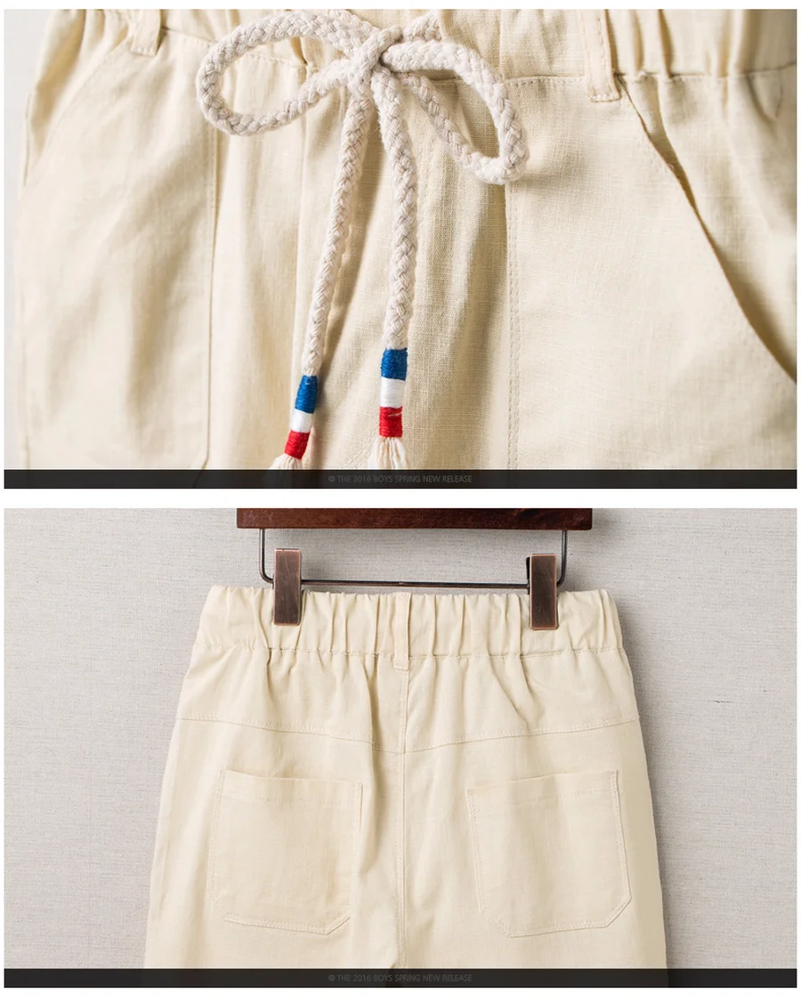 Famli Kids Boys Linen Pants Teen Boy Casual Cotton Elastic Solid Pencil Leggings Children Summer Autumn Ankle Length Trousers |