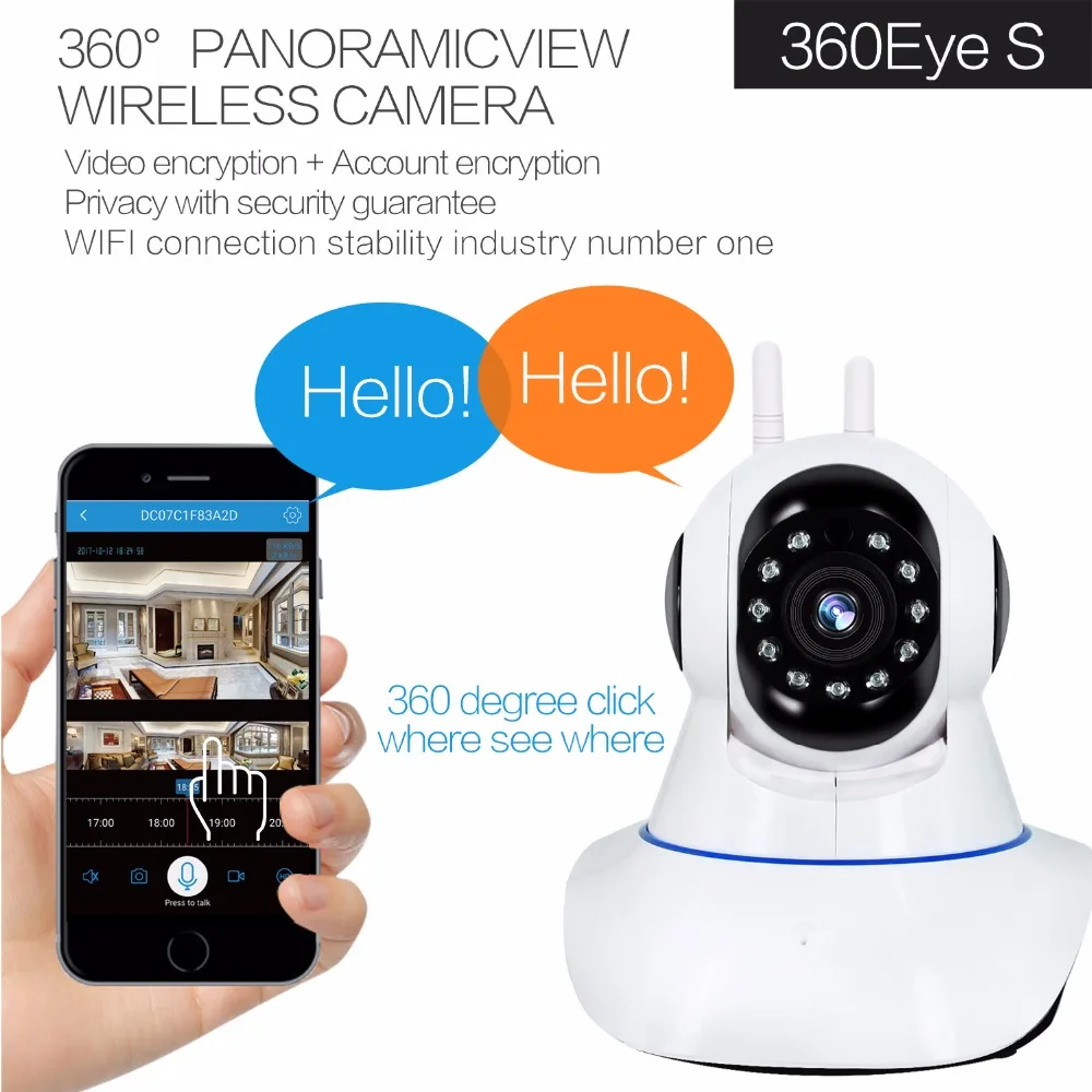 SmartYIBA Wifi камера с приложением управление 360 градусов рыбий глаз IP Детский Монитор