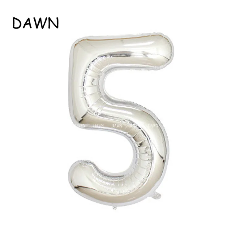 Silver 5 40 дюймов розовое золото, серебро, алюминий воздушные шары из фольги в виде цифр большая цифра фольга 0-9 день рождения принадлежности для украшения свадебной вечеринки Baby Shower - Цвет: Silver 5