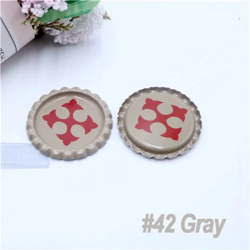 42-Gray 48 шт./партия внутри 1 дюйм 25 мм Двухсторонние цветные круглые приклеенные крышки для бутылок бант для волос Сделай Сам банты для волос украшение на шею аксессуары - Цвет: 42-Gray